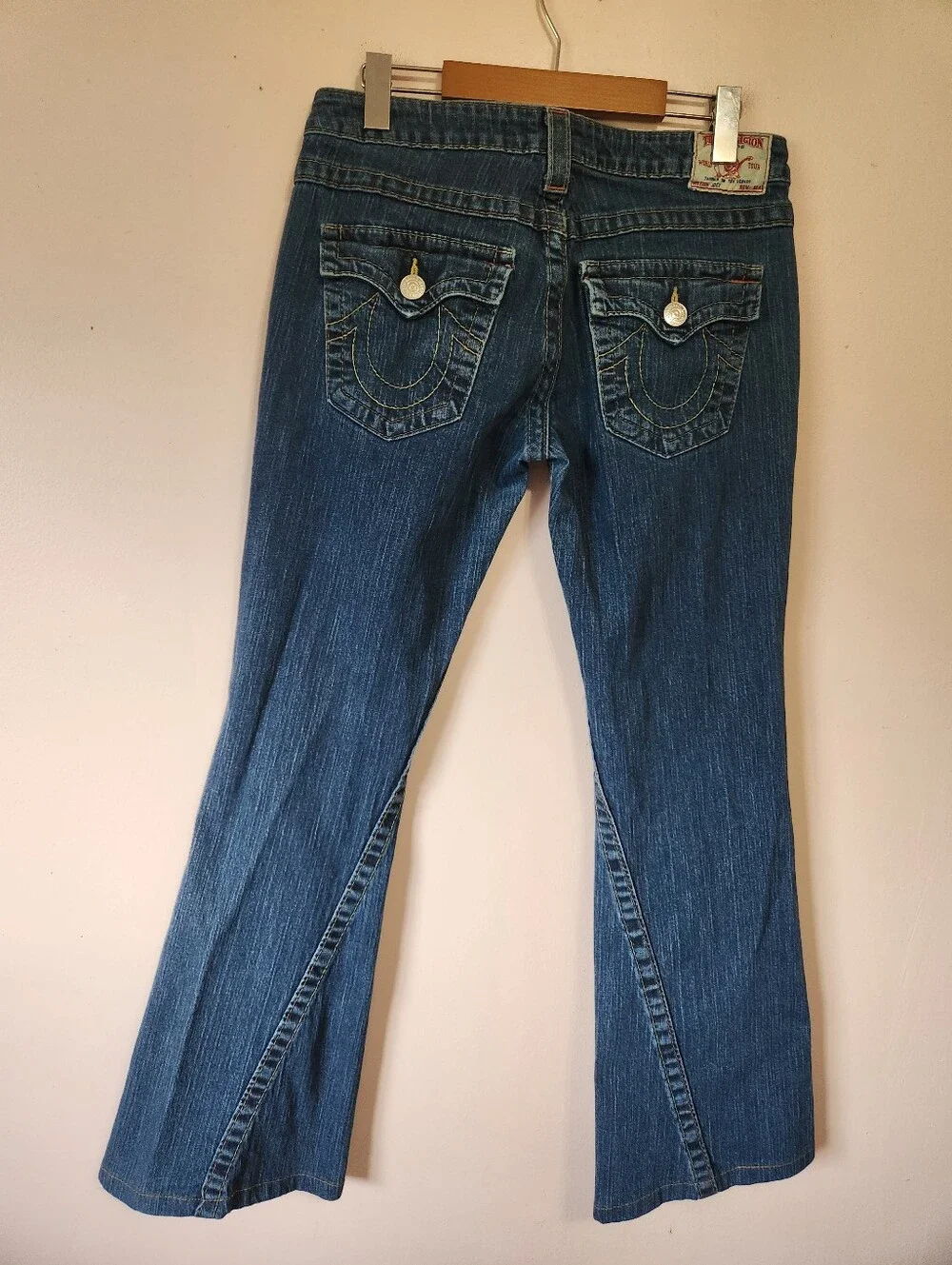 True Religion Joey Low Rise Flare Jeans Signature Stitch Size 29 Y2K USA - Picture 3 of 12
